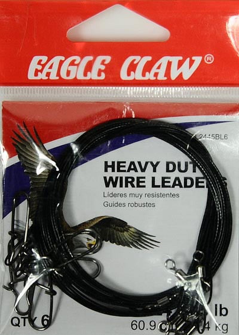 (2 pack) Eagle Claw 24" 45 lb. Heavy Duty Wire Leader, Black, 6 Pack