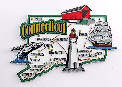 Magnete Da Frigo Souvenir Rhode Island - Mappa Dello Stato Con Punti Di Riferimento, Regalo Originale USA In PVC - 2