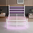 thumbnail image 5 of King Size Bed Frame with Headboard and Footboard - LED Bed with Usb Charging Station, Steel Slats Support, Under Bed Storage, White, 5 of 5