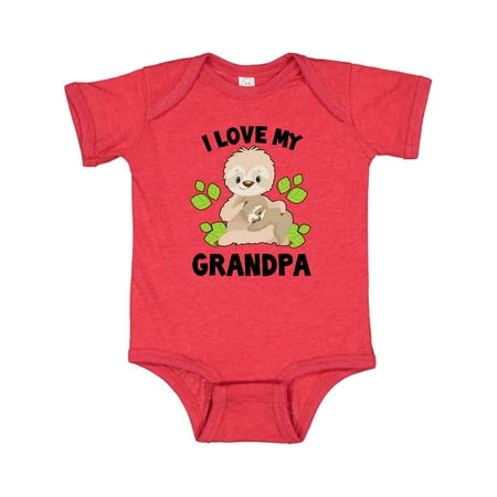 

Inktastic Cute Sloth I Love My Grandpa with Green Leaves Gift Baby Boy or Baby Girl Bodysuit
