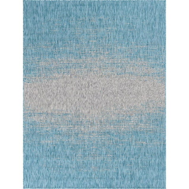 Unique Loom Outdoor Modern Gradient Area Rug 9' x 12' Rectangle Aqua Blue/Beige