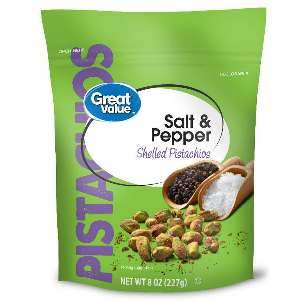 Great Value Salt & Pepper Shelled Pistachios, 11 oz