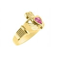 thumbnail image 4 of RYLOS Rings 14K Yellow Gold Claddah Love, Loyalty & Friendship Heart 6MM Gem Irish Wedding Band Claddagh Rings October Pink Ice Jewelry Size 7, 4 of 8