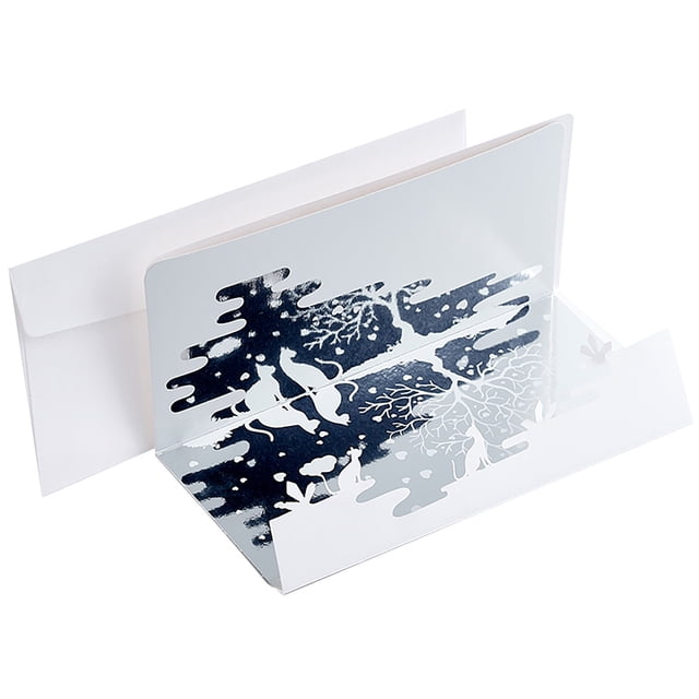 PEONAVET Greeting Card Mirror Greeting Card Double-layer Stereo Card Literary Hollow Greeting Card