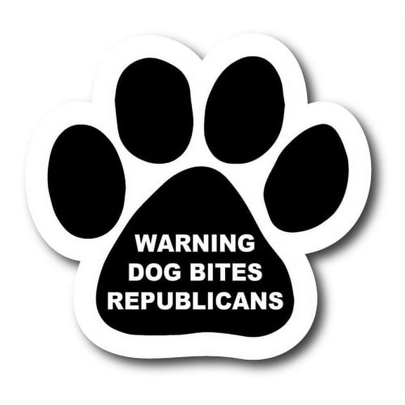 Magnet Me Up Warning Dog Bites Republicans Pawprint Magnet Decal, 5 Inch, Vinyl Automotive Magnet