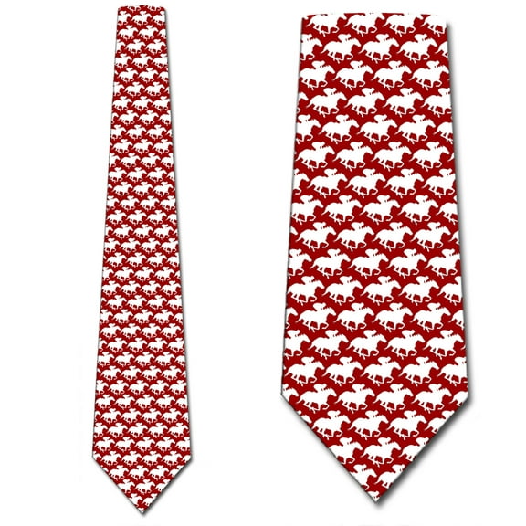 Horse Ties Mens Animal Equestrian Jockey Red Necktie by Three Rooker