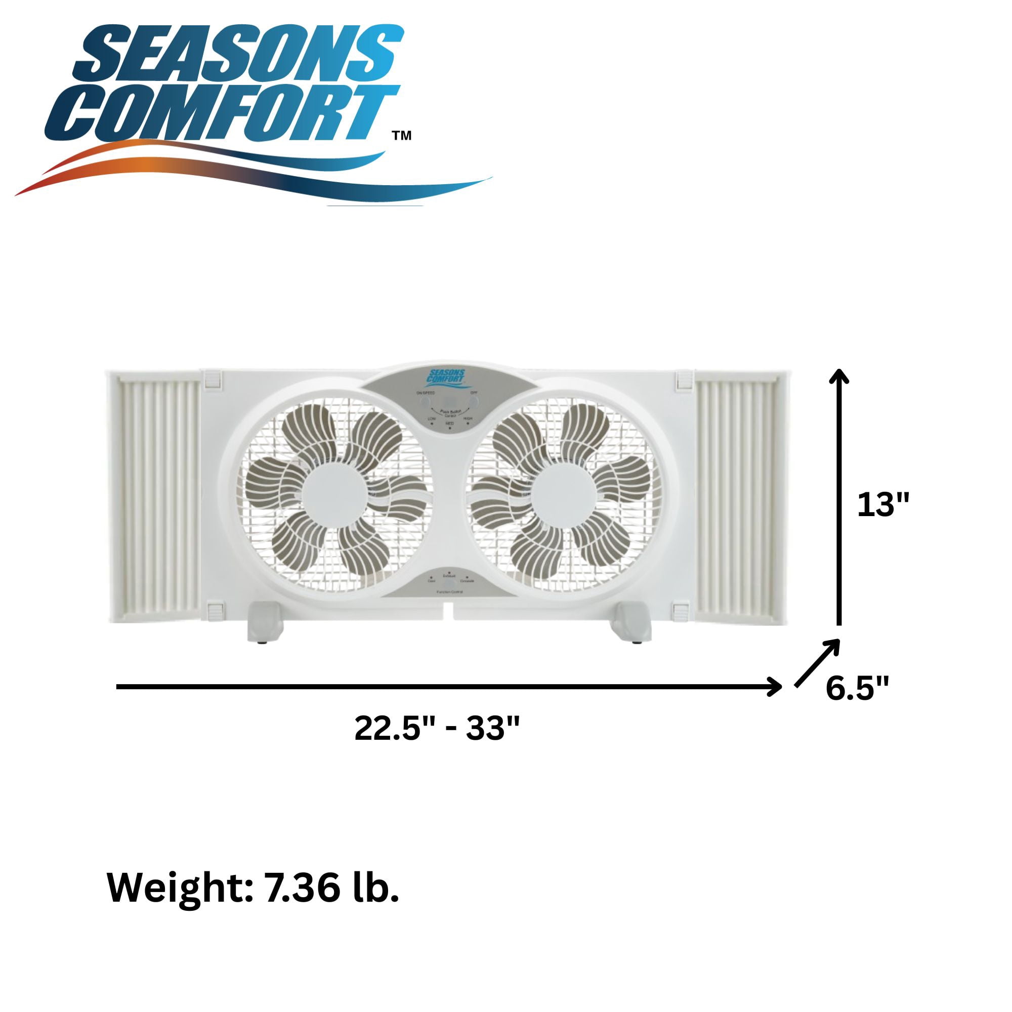 Seasons Comfort 9" Twin Window Fan, 3-Speed, Portable, Remote Control - FWF9R