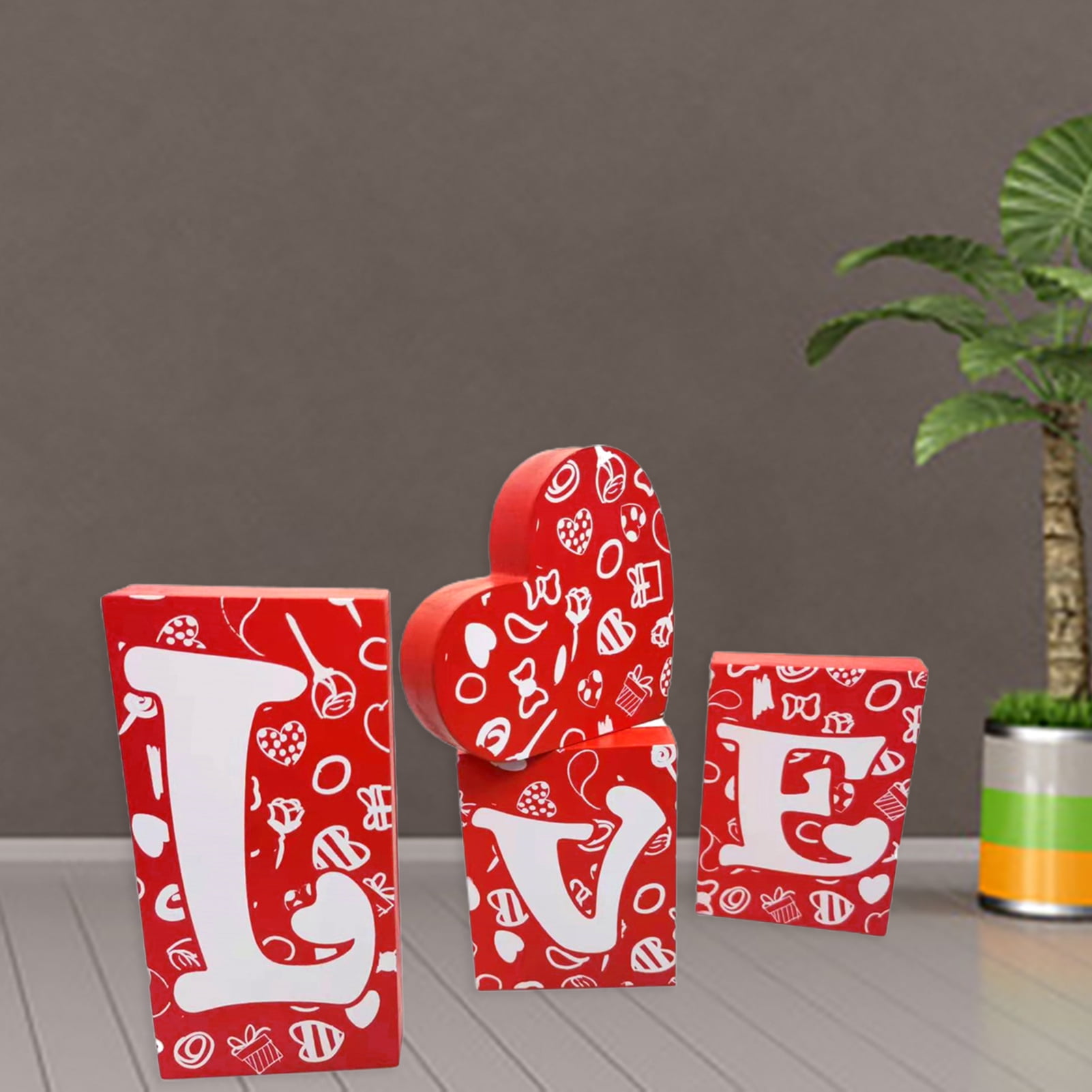 Bcloud 1 Set Decorative Love Figurine No Burrs Wood Valentines Day Love