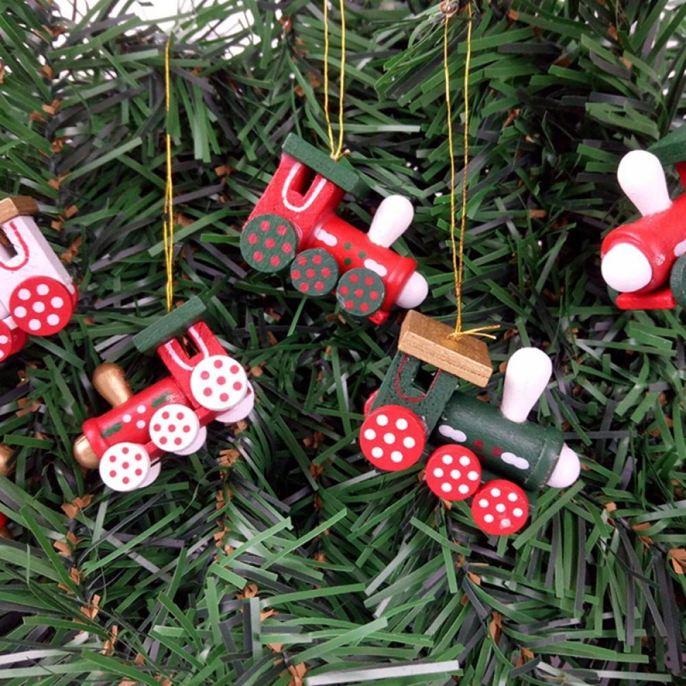 6PCS Christmas Ornaments Red Truck Christmas Tree Decoration Wooden ...