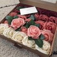 thumbnail image 2 of 25PCS Artificial Roses Flowers Artificial Looking Roses Wedding Bouquets Centerpieces Bridal Shower Party Home Decor,E, 2 of 5