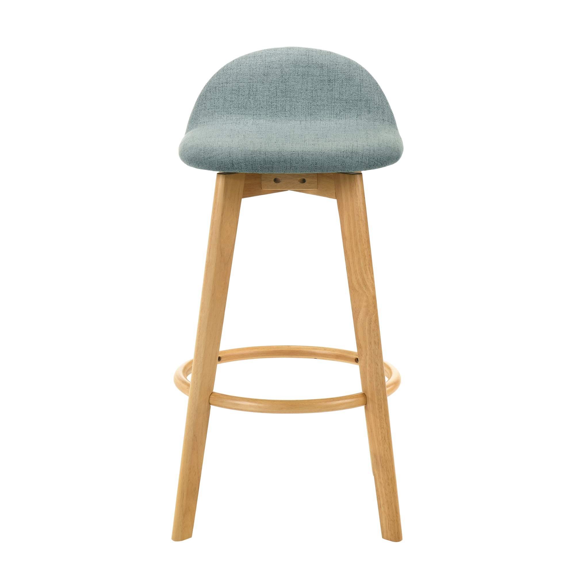 Vera Upholstered Wood Counter Height Barstool in Natural Finish with Teal Seat - Set of 6