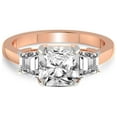 thumbnail image 3 of 3 Carat IGI Certified Radiant Shape Lab Grown Diamond Engagement Ring | 14K Rose Gold |Dianna Three Stone Side Trapezium Diamond Ring | FG-VS1-VS2 Quality Friendly Diamonds, 3 of 5
