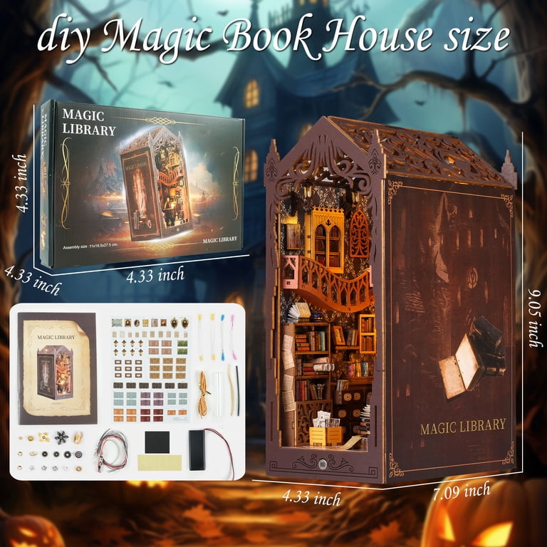 JBeeCtrl Book Nook Kit DIY Miniature House Kit for Adults, Teens