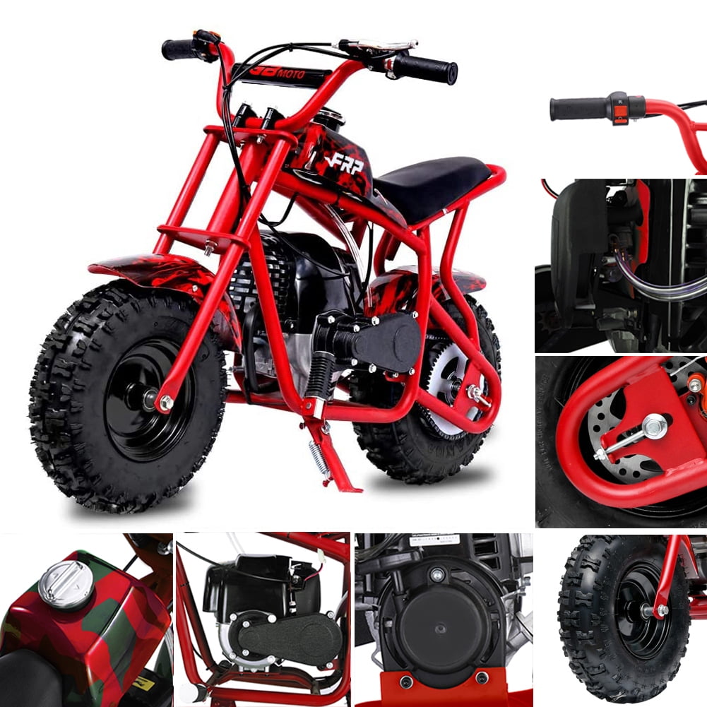 FRP DB003 40CC 2-Stroke Mini Dirt Bike with Training Wheels, Gas Powered Off-Road Dirt Bike for Kids, Enhanced Stability, Available in Red and Green