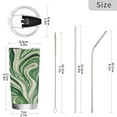 thumbnail image 3 of 11oz Stainless Steel Tumbler with Straw, Double Wall Insulated Travel Tumbler Green and White Swirling Lines, 3 of 8