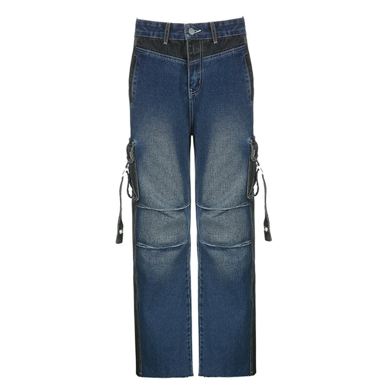 Caitzr Women's Y2K Baggy Jeans High Waist Wide Leg Denim Pants Harajuku  Street Trousers 