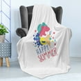 thumbnail image 4 of Hello Summer Soft Flannel Fleece Blanket, Colorful Illustration with Melting Ice Cream Doodle Color Spots and Lettering, Cozy Plush for Indoor and Outdoor Use, 60" x 80", Multicolor, by Ambesonne, 4 of 5