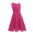 thumbnail image 2 of Yartina Kids Flower Girl Wedding Ball Gown Sleeveless Ruched Chiffon Pageant Party Princess Dress Rose 6, 2 of 7