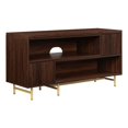 thumbnail image 1 of Console Multimédia en Bois Extensible avec Portes Cannelées - Noyer Foncé / Or, 1 of 6