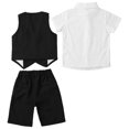 thumbnail image 4 of zdhoor Baby Boys Classic Tuxedo Suits Kids 3pcs Formal Shorts Set Wedding Christening Pageant Outfit Black 100, 4 of 8