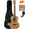 Luna Uke Bamboo Tenor Ukulele Bundle with Gig Bag, Tuner, Austin Bazaar Instructional DVD, and Polishing Cloth