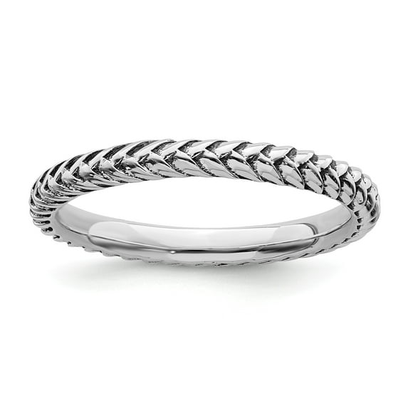 Sterling Silver Stackable Expressions Antiqued Ring - Size 10