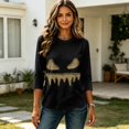 thumbnail image 3 of Halloween 3/4 Sleeve Sweatshirt for Women, Lightweight Pumpkin Shirt Casual Loose Crewneck Raglan Pullover Top Style25# M, 3 of 5
