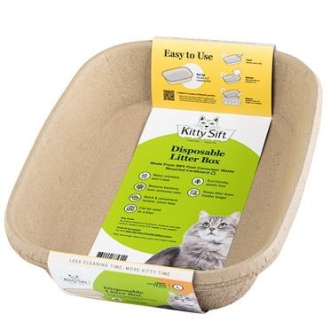 Kitty Sift (Set of 3) Sustainable, Clean, Disposable Cat Litter Box, Large