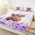 thumbnail image 3 of Feelyou Highland Cow Full Size Sheets, Dreamy Purple Rose Flower Bed Sheets, Rustic Animal Sheet Sets, Breathable Home Decor, 4pcs, 3 of 7