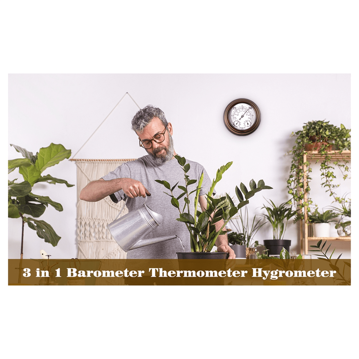 Barometer Thermometer Hygrometer Atmospheric Pressure Temperature Gauge Outdoor Weather Station Humidity Meter