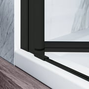 Sunny Shower Bifold Pivot Swing Frameless Shower Door in Black 34 in.W x 72 in.H
