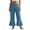Sky Blue, variant on Women Elastic Waist Flared Calf Length Pants Solid Tone Loose Outdoor Casual Daily Bottom Trousers(Sky Blue,M)