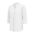 thumbnail image 6 of Tweang Linen Long Sleeve Shirt Women Collared Roll Up Long Sleeve Golf Shirt Button Down Shirts Button Down Shirt Linen Button Down Shirt Oversized Boyfriend Shirts Solid Color Business White 2XL, 6 of 9