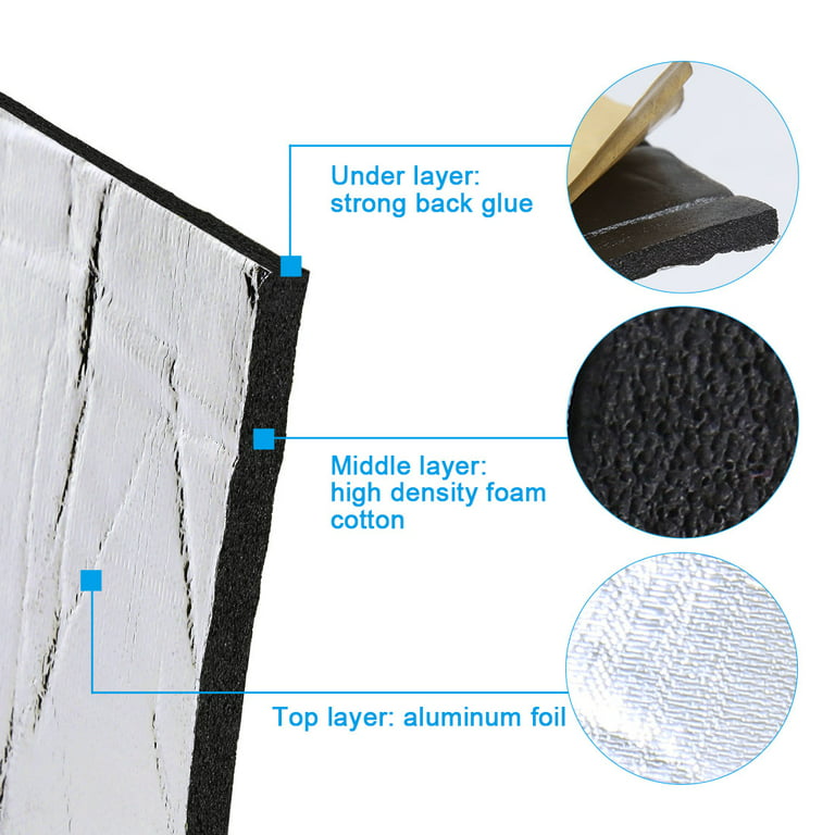 Uxcell 315Mil/8Mm 16.36Sqft Car Heat Insulation Pad Underlay Foam Self-Adhesive Sound