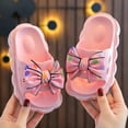 thumbnail image 2 of ZACPNCV Girls Bow Slippers Cute Flip Flops Summer Cushion Thick Sole Large Bow Cloud Slides Home Sandals Pink 3.5-4 Years, 2 of 7