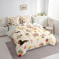 thumbnail image 3 of jejeloiu Colorful Cute Floral 7 Pieces Bedding Comforter Set,Kawaii Dachshund Full Bedding Set For Girls Teens Reversible, 3 of 8