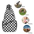 thumbnail image 6 of ZNDUO Sling Bag, Men Shoulder Backpack Small Cross Body Chest Sling Backpack-Black White Plaid Pattern, 6 of 8