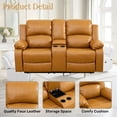 thumbnail image 5 of Gewnee Leather Manual Reclining Loveseat with 2 Recliners and Cup Holders,Brown, 5 of 8