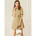 thumbnail image 2 of INSPIRE CHIC Women's Casual Short Sleeve Solid Color Button Down Shirt Dress, 2 of 6
