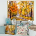 thumbnail image 2 of Forest Full Of Fallen Leaves In Autumn Along River 32 in x 24 in Framed Painting Canvas Art Print, by Designart, 2 of 5