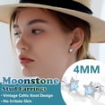 thumbnail image 2 of Silvora Celtic Star Stud Earrings 925 Sterling Silver Hypoallergenic Moonstone Earrings for Women, 2 of 8