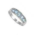thumbnail image 4 of CHOOSE YOUR COLOR Simulated Aquamarine Studded Halo Ring .925 Sterling Silver Band Blue CZ Female Size 1, 4 of 4