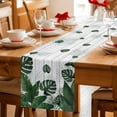 thumbnail image 5 of Palm Leaves Table Runner 72 Inches, Tropical Botanical Leaf Summer Wooden Gray Bed Runner Dresser Scarves Tabletop for Indoor Outdoor Parties/Ceremony/Banquet, 18" x 72", 5 of 9