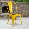 thumbnail image 2 of Flash Furniture 4 Pk. Yellow Metal Stackable Chair with Wood Seat, 2 of 9