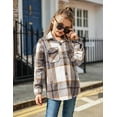 thumbnail image 4 of Oudiya Girls Flannel Plaid Jackets Long Sleeve Button Down Shirts Blouses Tops with Pockets, 6-15Y, 4 of 8