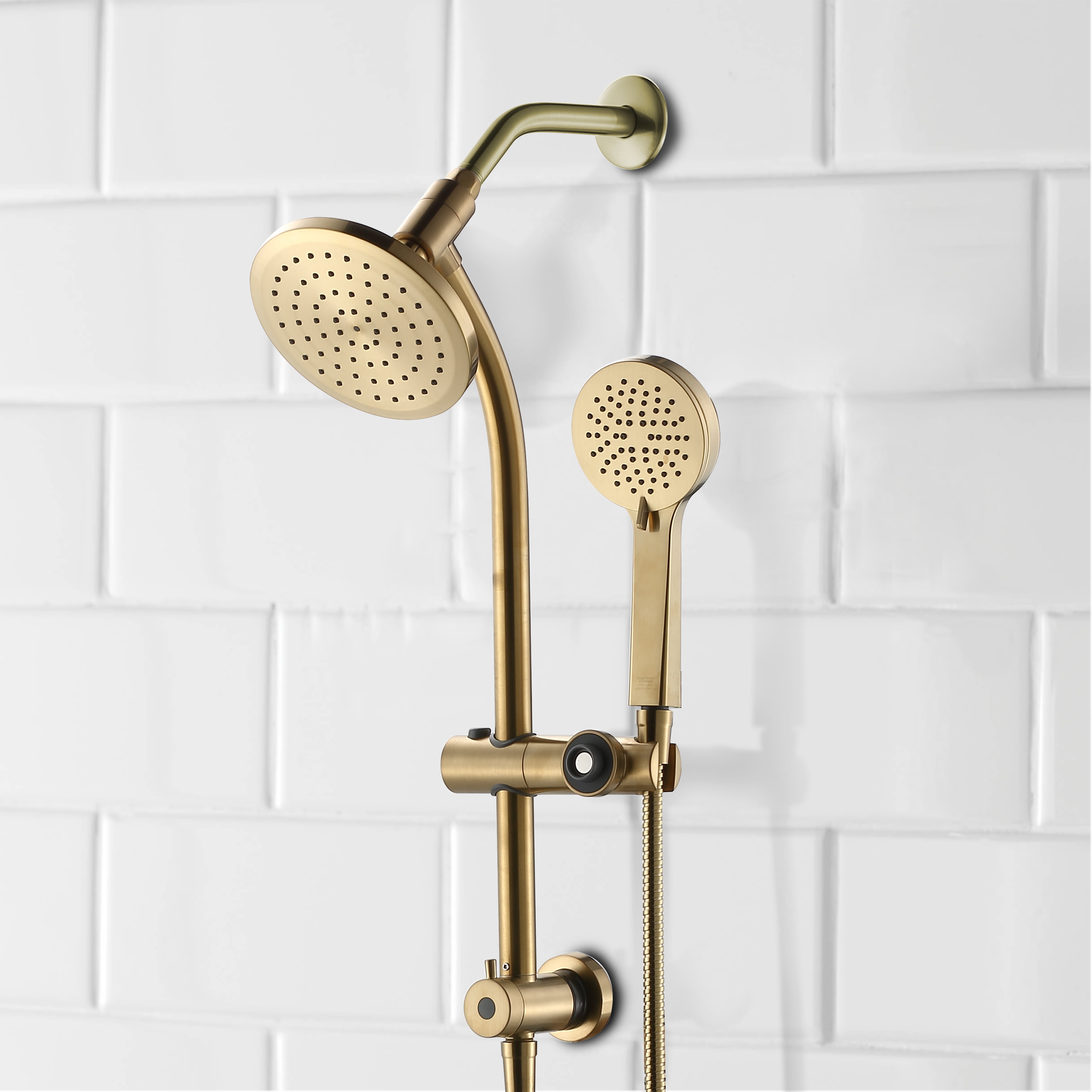 Better Homes & Gardens Deluxe Shower Combo with Magnetic Slide Bar Kit in Brushed Brass