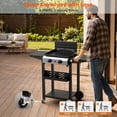 thumbnail image 4 of Tcisa 2 Burner Propane Gas Griddle with Standing Cart, Flat Top Grill with Hood for Camping, Tailgating, Backyard, 4 of 8