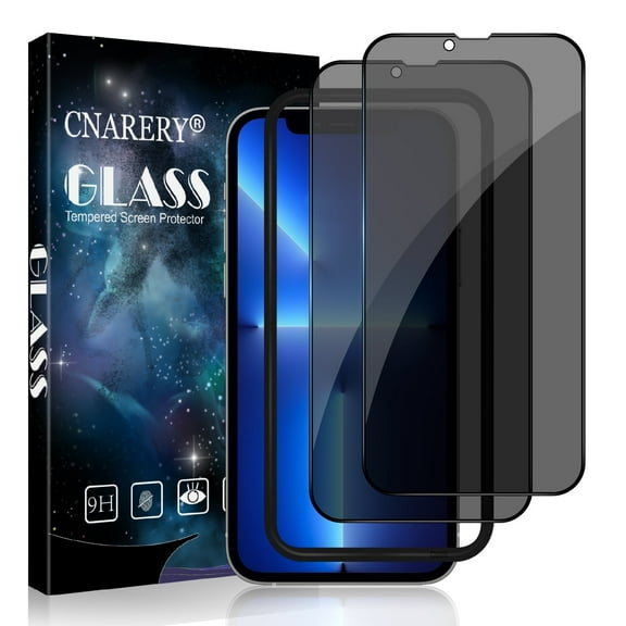 [2 Pack] Cnarery Privacy Screen Protector for iPhone 14 Plus/iPhone 13 Pro Max 6.7 inch, Anti-Spy Tempered Glass Film, Bubble Free, Anti Peeping, Easy Installation Tray