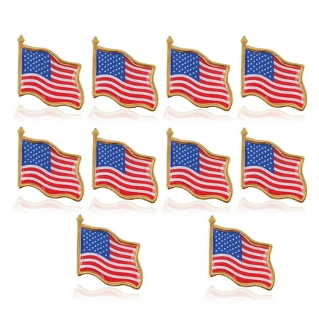 - American Flag Lapel Pin United States USA Hat Tie Tack Badge Pin for Clothing and Bags, 10PCS
