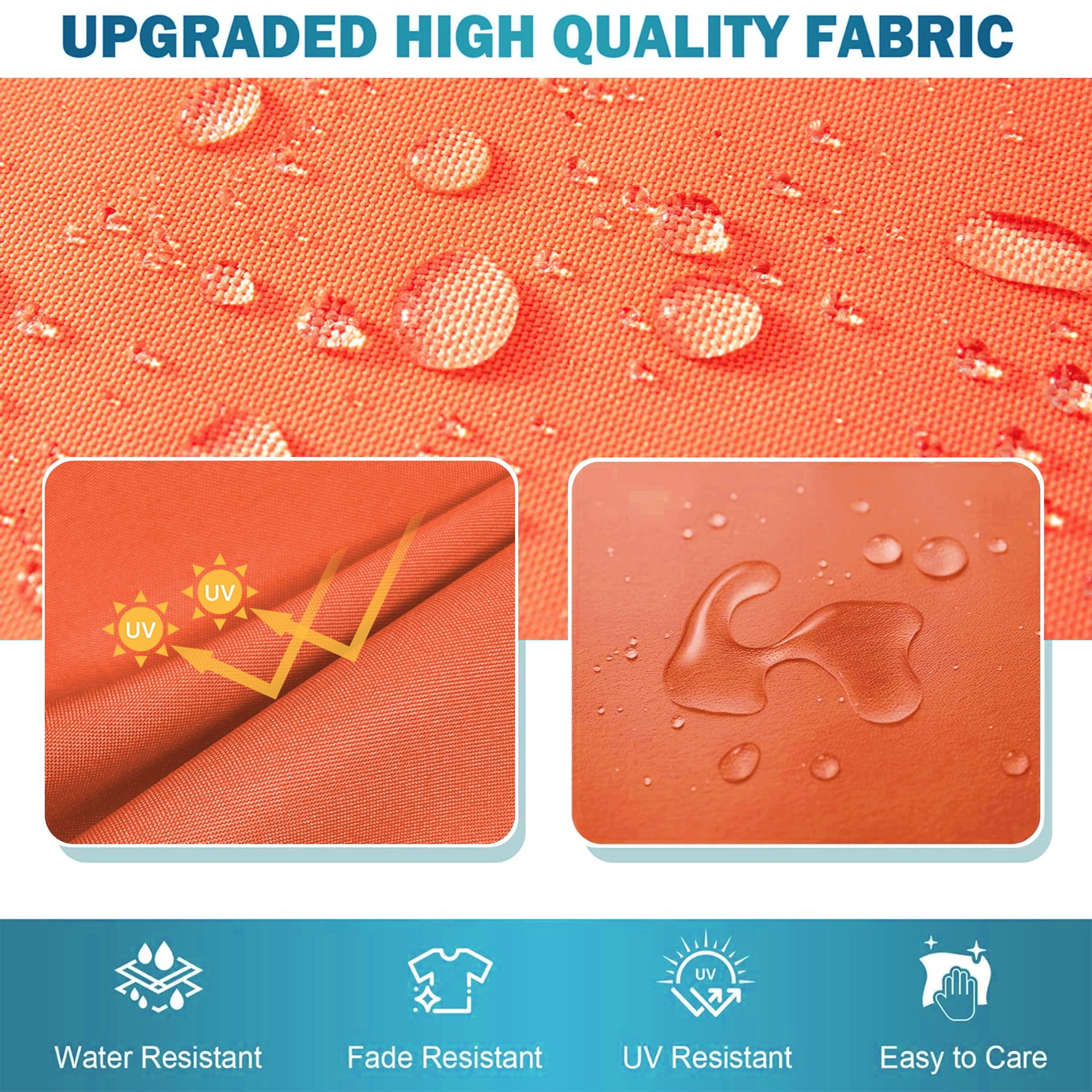 All Smiles 8-Piece Waterproof Patio Furniture Cushion Covers,Replacement Seat Slipcover Set for Outdoor Chair (No Insert),24x24 & 24x20,Orange